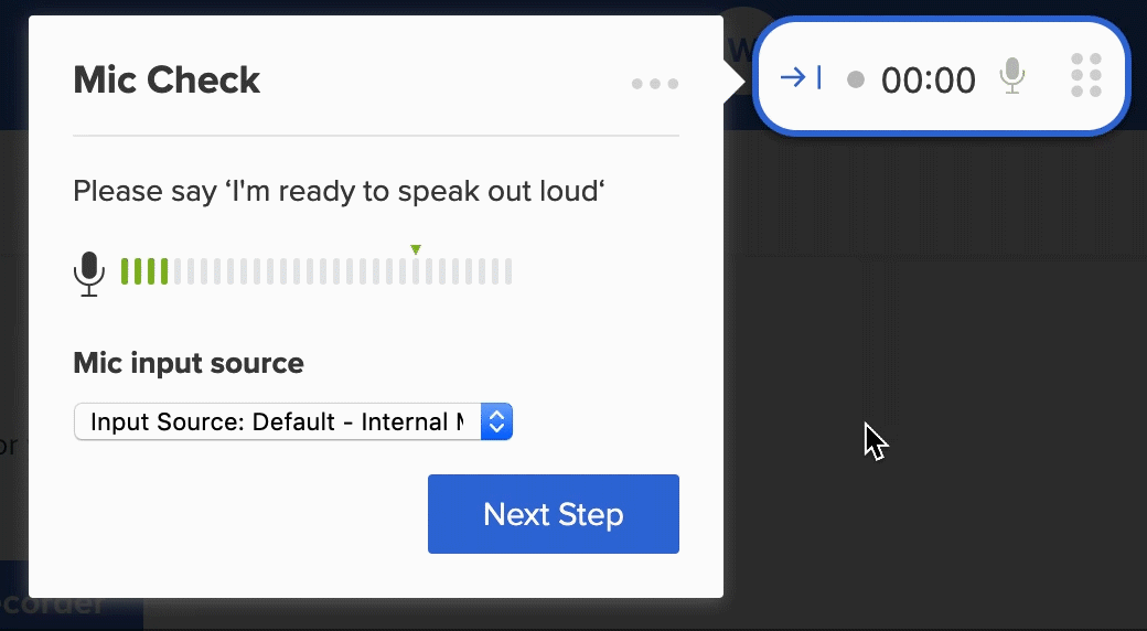 Pantalla de prueba de micrófono